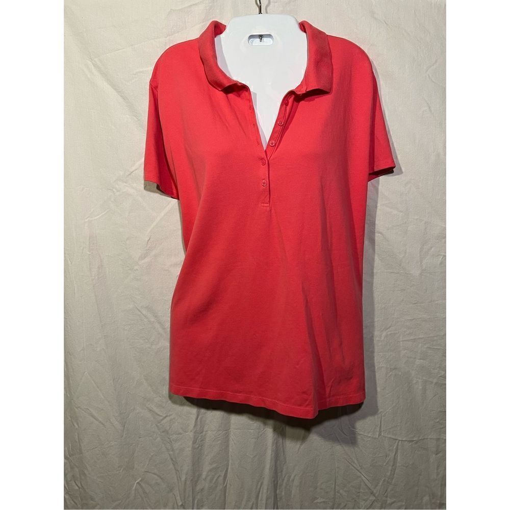 St.Johns Bay Women’s V-Neck Polo Pink in Color Size 2X